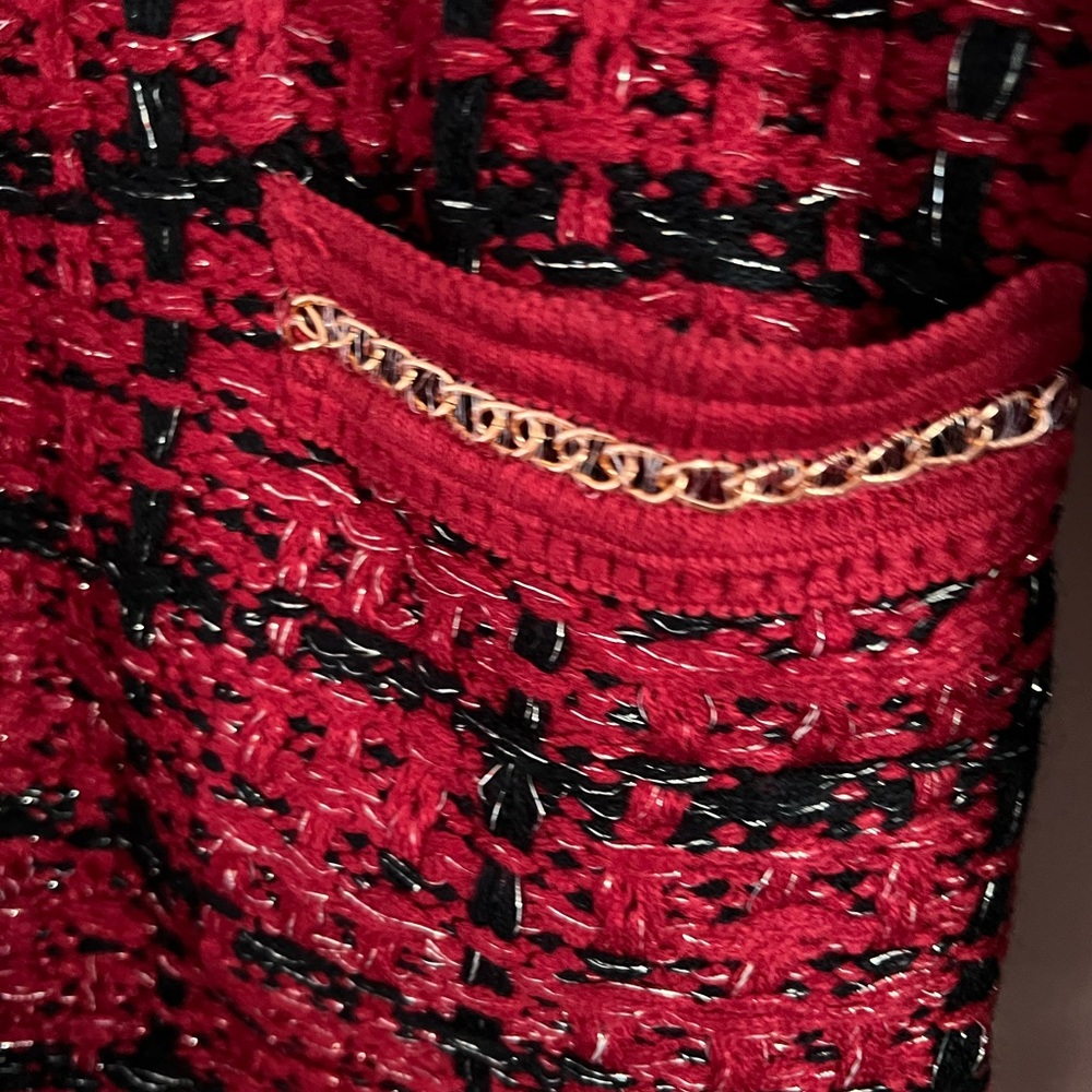 Clichê for Boston Proper tweed chain trim red cardigan ♥️🌹⭐️ - Picture 11 of 13